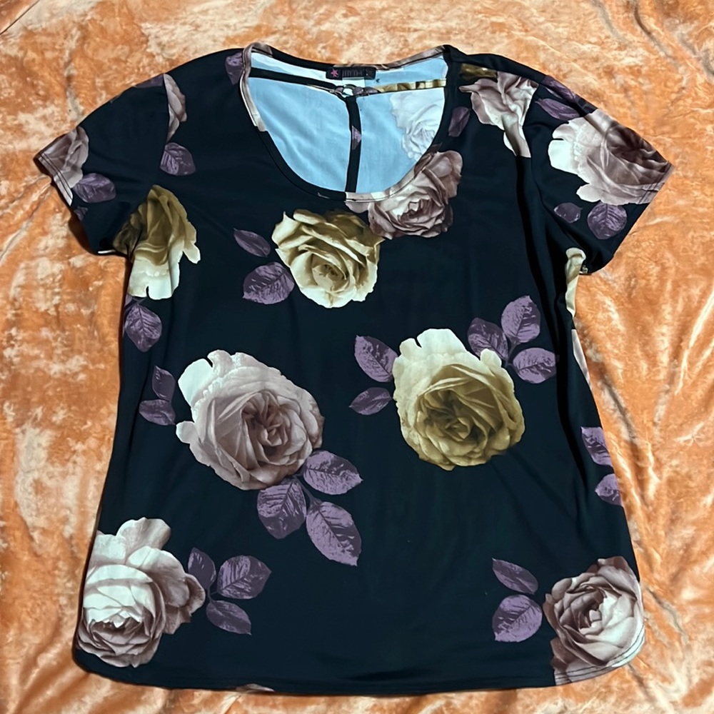 Black with floral print shirt
